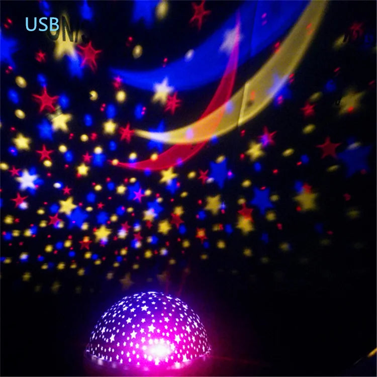 Baby Kids Sleep Color Changing Night Light Moon Star Projector Colorful Sky Moon Charging Projection Lamp