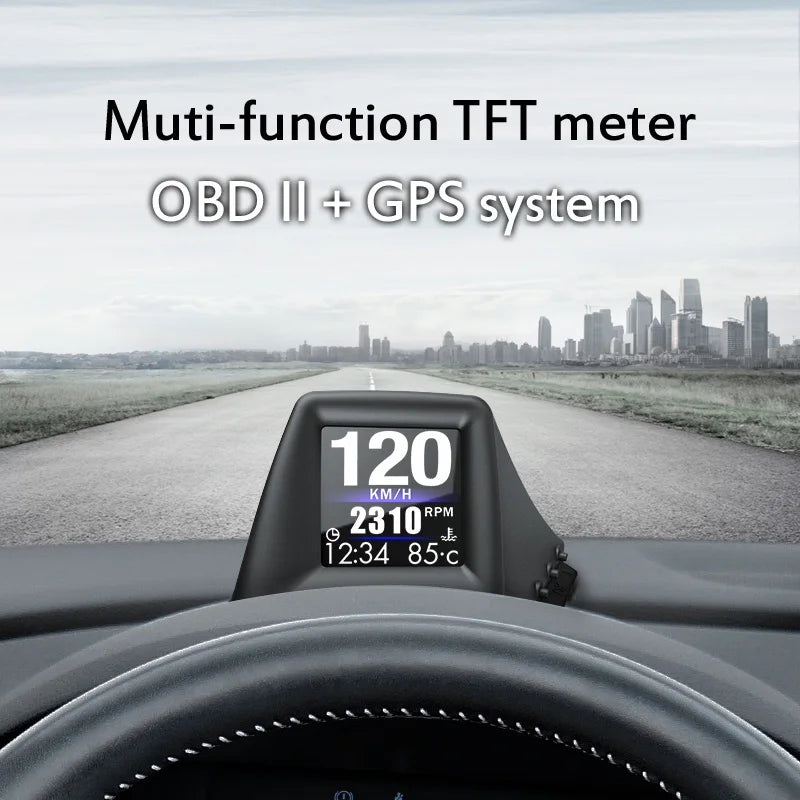 Head UP Display OBD2+GPS On-board Computer RPM Turbo HUD Oil Pressure Water Temp GPS Speedometer Projectors Car Accessories