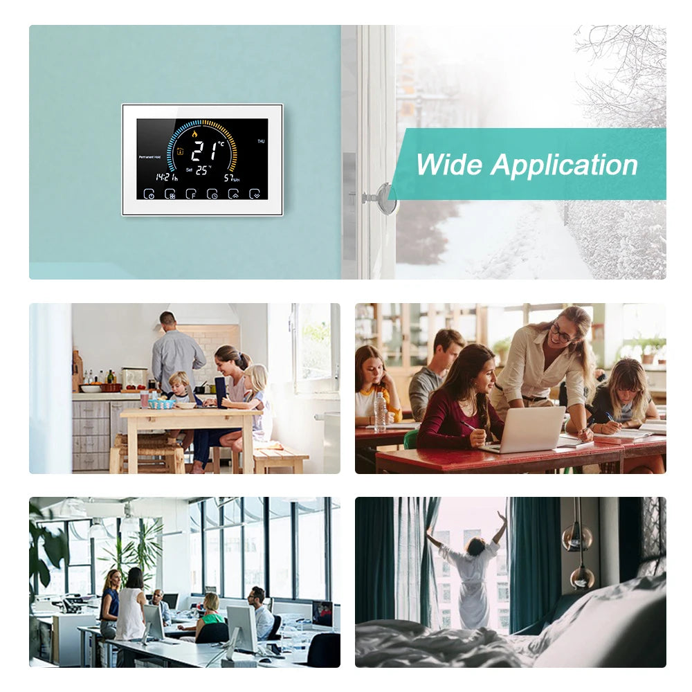 TUYA Wi-Fi Smart Large Colorful Screen Room  Air Thermostat Programmable WIFI for Switch Heating Cooler Bridge Voice Alexa
