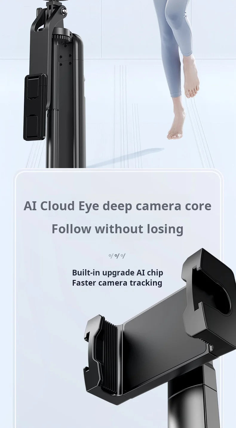 Video Selfie Stick Ai Inteligente Auto Tico bluetooth Selfie Stick 360 Rotation Auto Face Tracking with Light