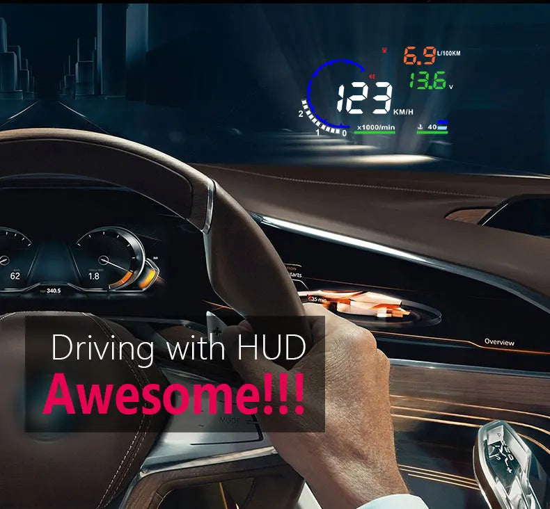 AD Digital Car OBD HUD A8 Head Up Display AUTO HUD OBD Reflect Windshield Screen Projector LED Speedometer Water Temp RPM Meter