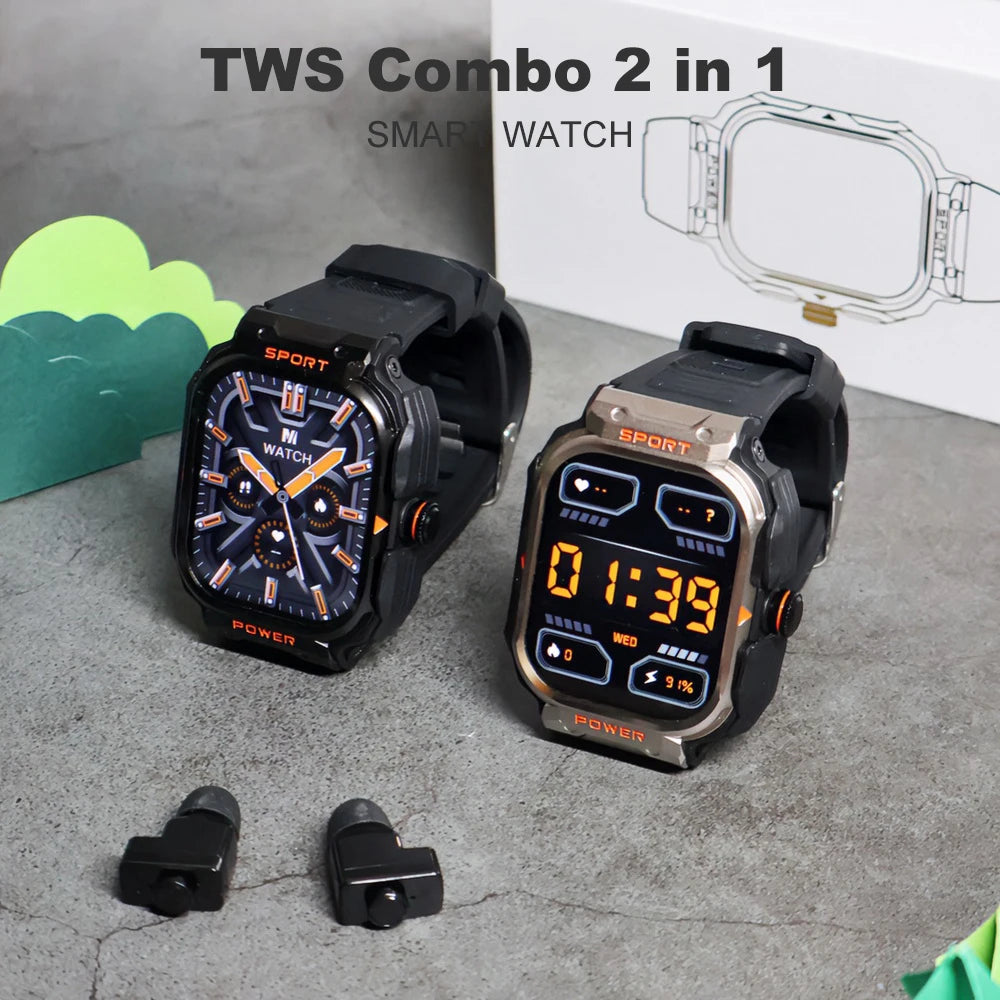 Smart Watch with Earbuds 2 in 1 Headphones and Smartwatch Fitness Tracker with Heart Rate Sleep Monitor