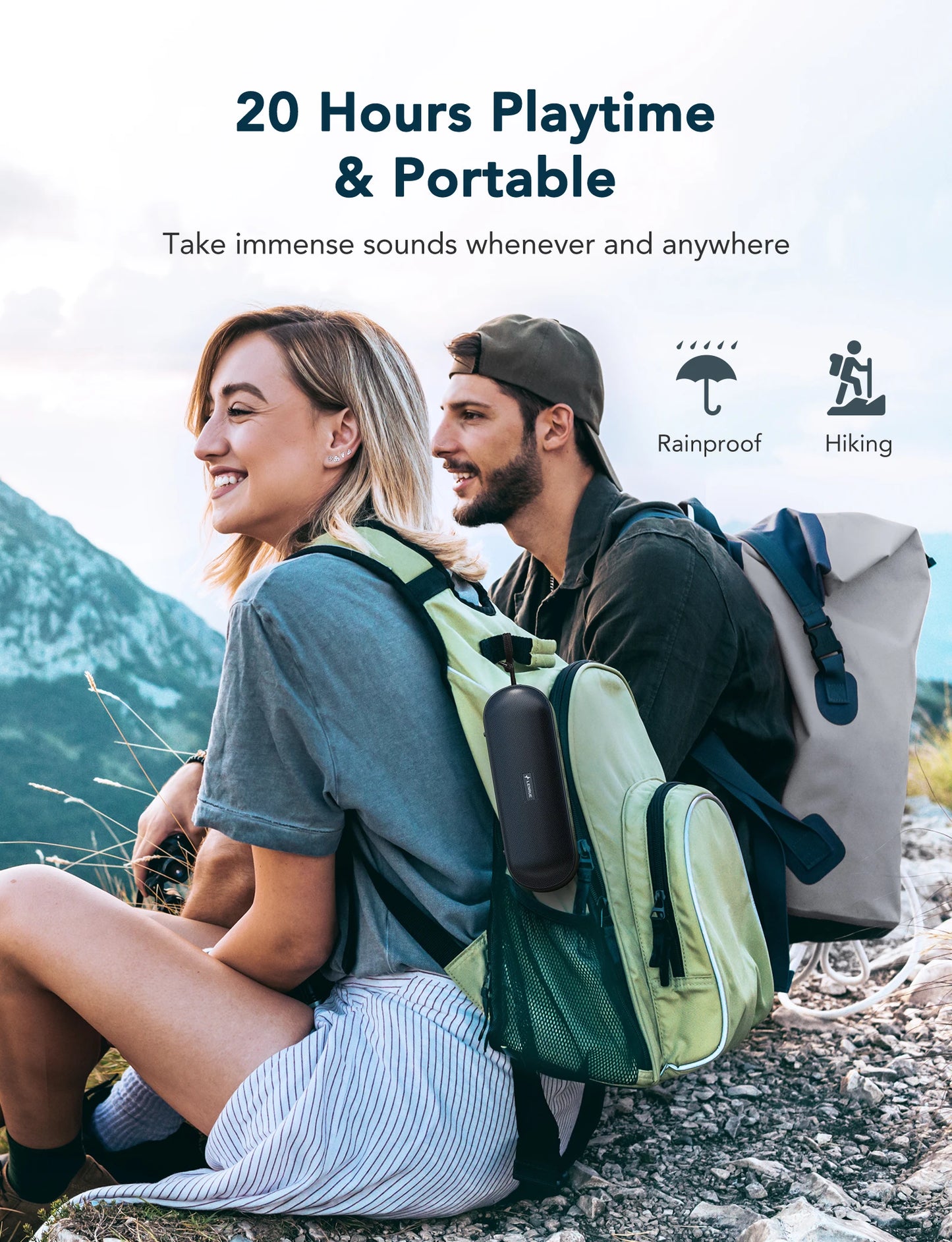 LENRUE A15 Portable Bluetooth Speaker IPX7 Waterproof 20W Stereo Sound 20H Playtime Built-in Mic Lightweight Ultra Portable