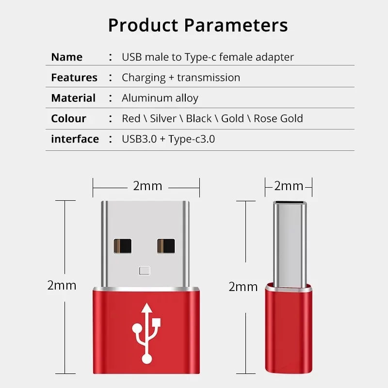 USB To Type C Converter Adapter USB 3.0 Adapter Plug Portable Mini Computer Phone Adapter Mobile Phone Converters Charging