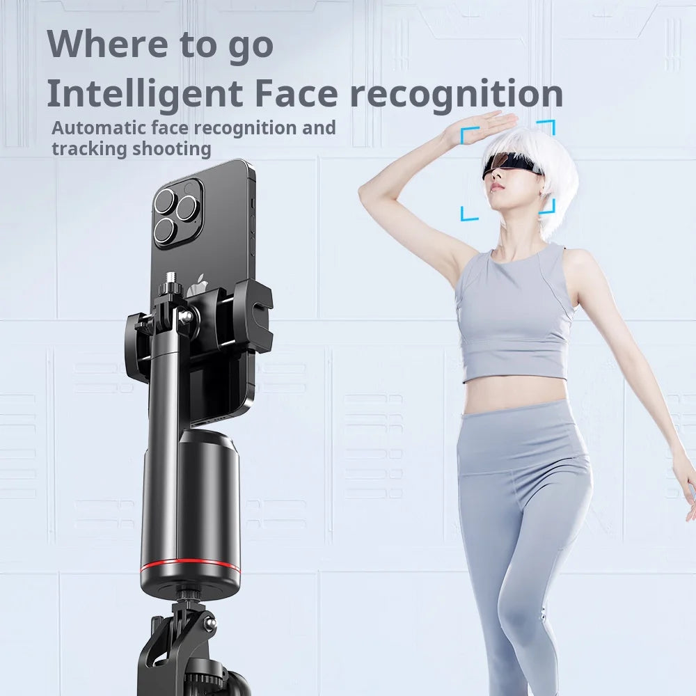 Video Selfie Stick Ai Inteligente Auto Tico bluetooth Selfie Stick 360 Rotation Auto Face Tracking with Light