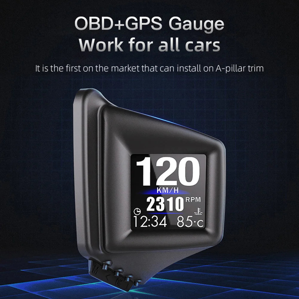Head UP Display OBD2+GPS On-board Computer RPM Turbo HUD Oil Pressure Water Temp GPS Speedometer Projectors Car Accessories