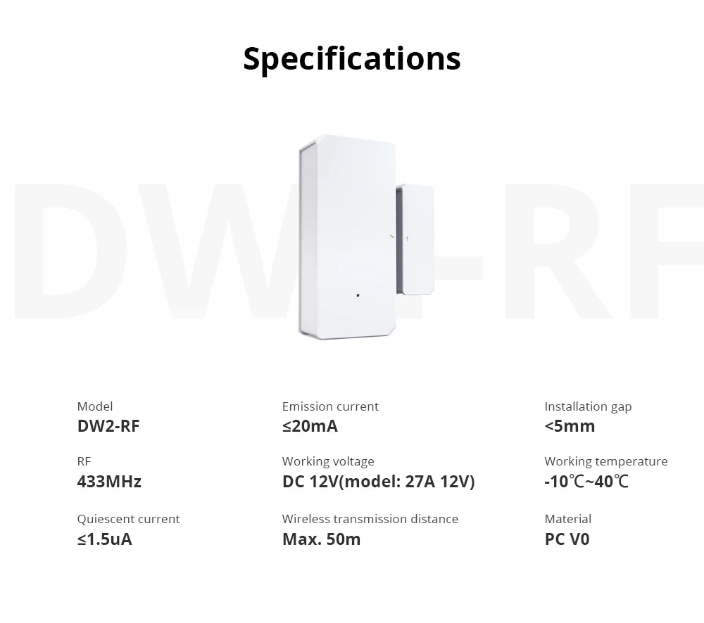 1-10 PCS Itead SONOFF DW2 RF Door Window Alarm Sensor Wireless Magnetic Door Detector Anti-Theft Alarm Smart Home Security