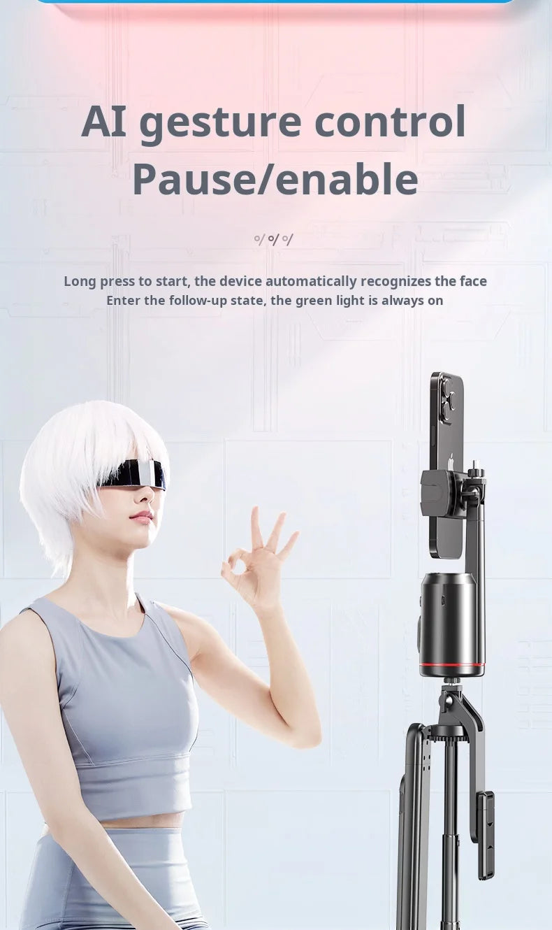 Video Selfie Stick Ai Inteligente Auto Tico bluetooth Selfie Stick 360 Rotation Auto Face Tracking with Light