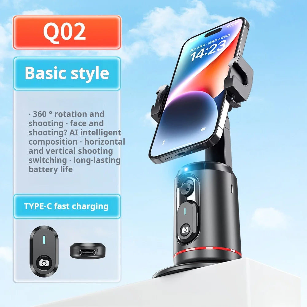 Video Selfie Stick Ai Inteligente Auto Tico bluetooth Selfie Stick 360 Rotation Auto Face Tracking with Light