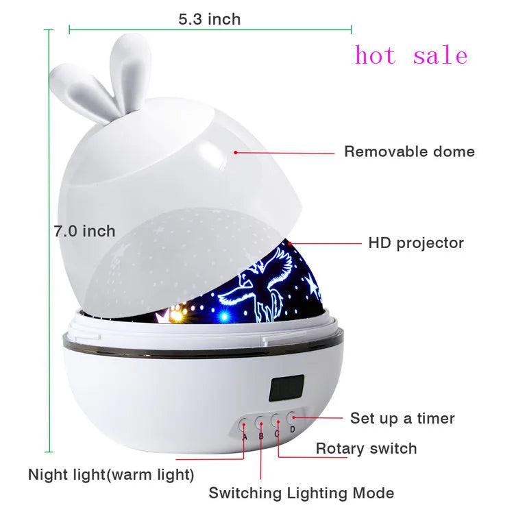 Unicorn Star Dream Rotating Projection Lamp Usb Projection Led Night Lights for Baby Kids