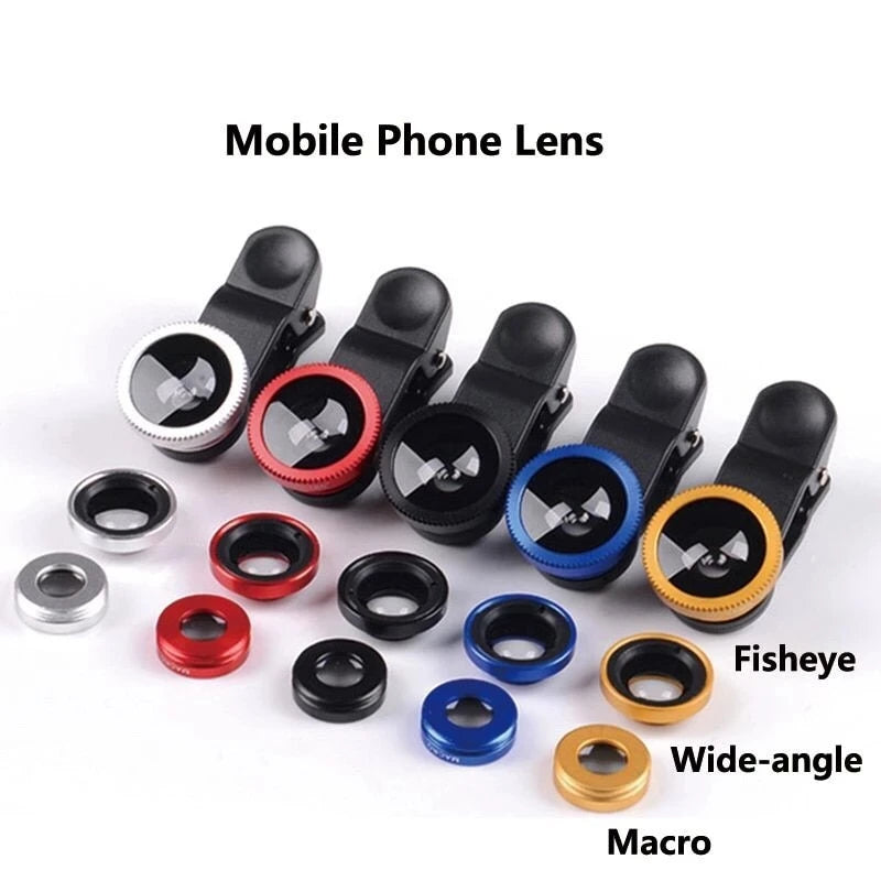 3in1 Fisheye Phone Lens 0.67X Wide Angle Zoom Fish Eye Macro Lenses Camera Kits With Clip Lens On The Phone For Smartphone