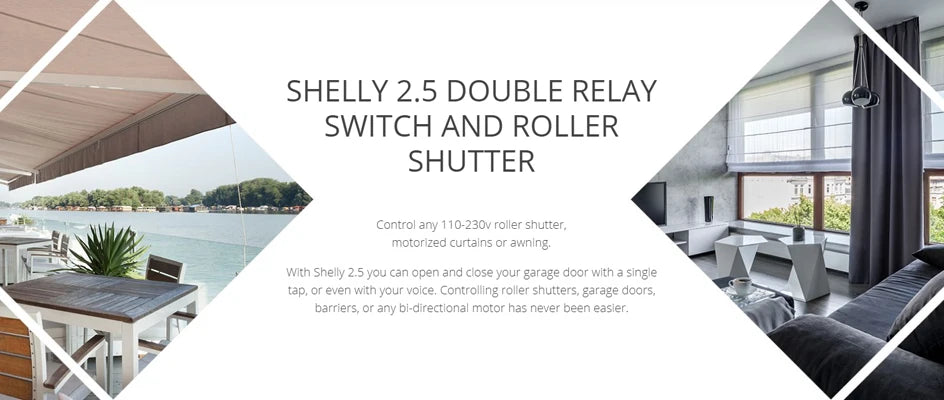 Shelly 2.5 Smart Home Double Relay WiFi Switch Roller Shutter Open Source Wireless  For Garage Door Curtain Dual Power Metering