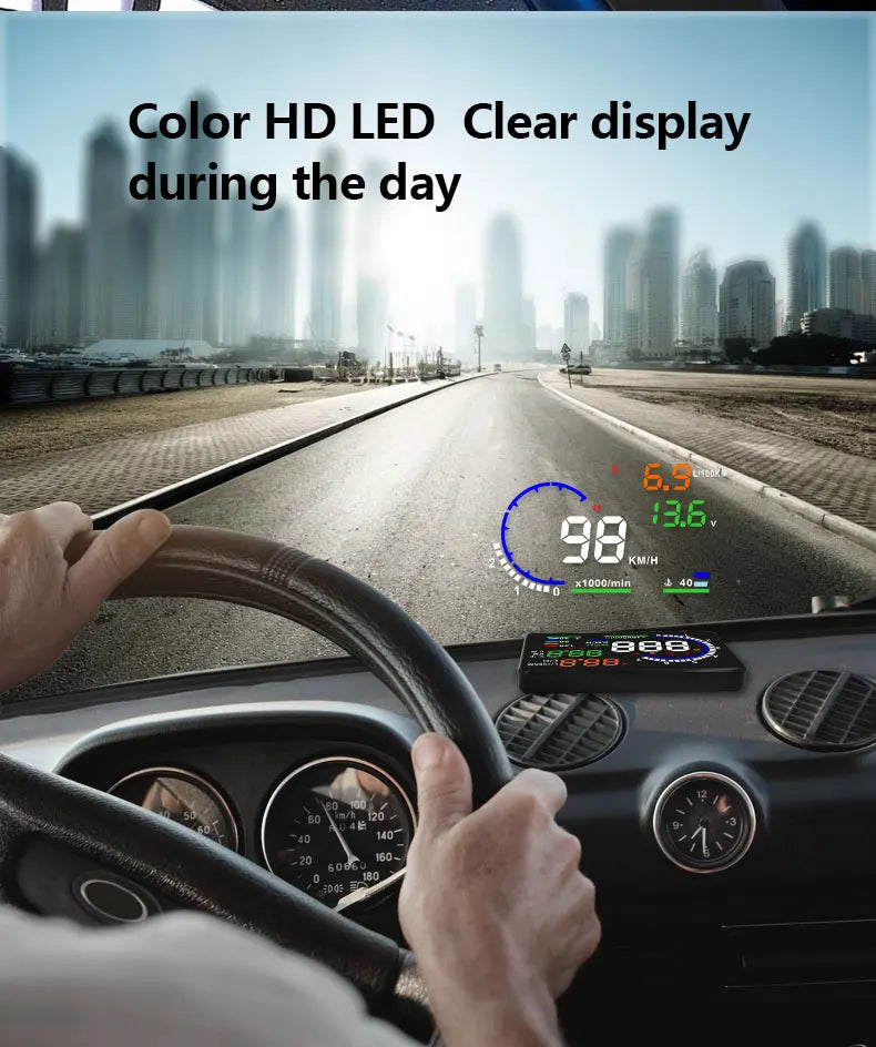 AD Digital Car OBD HUD A8 Head Up Display AUTO HUD OBD Reflect Windshield Screen Projector LED Speedometer Water Temp RPM Meter