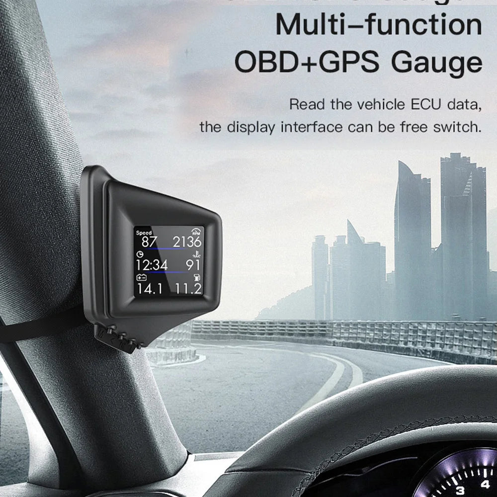 Head UP Display OBD2+GPS On-board Computer RPM Turbo HUD Oil Pressure Water Temp GPS Speedometer Projectors Car Accessories