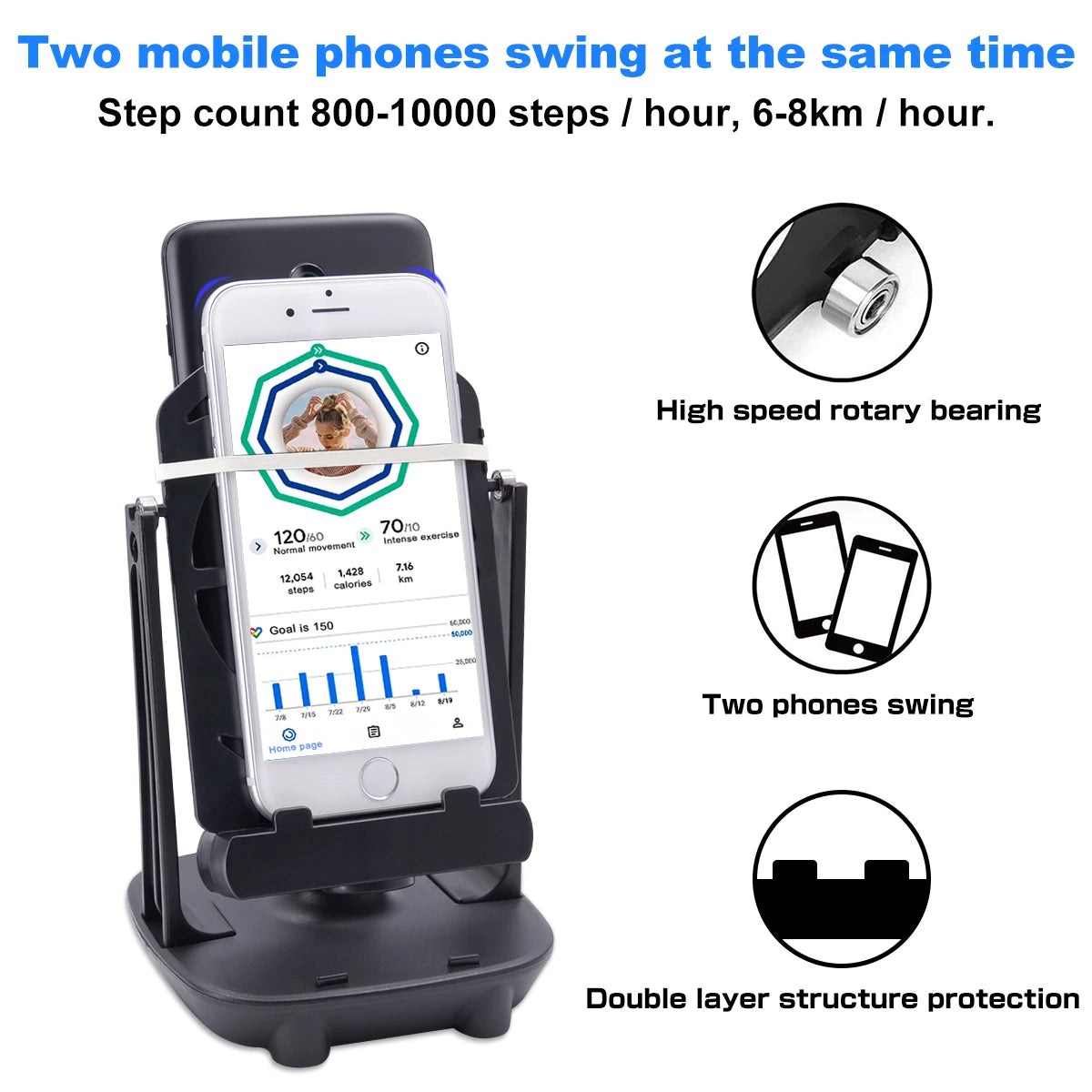 Lefon Phone Walking Swing Shaker Mobile Stand Holder Pedometer Brush Stepper For Pokemon Go Phone Wiggler Counter For Iphone