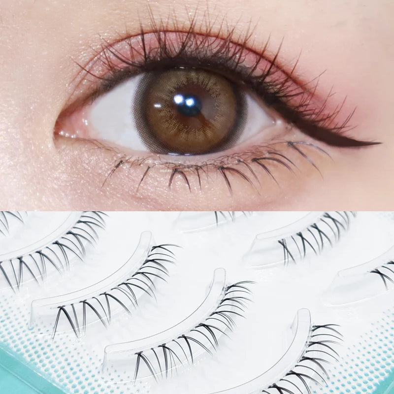 ICYCHEER Makeup Bottom Eyelashes Kit 5 Pairs 3D Natural Looking Under Eye Lashes Extension Lower Eyelash Cosplay