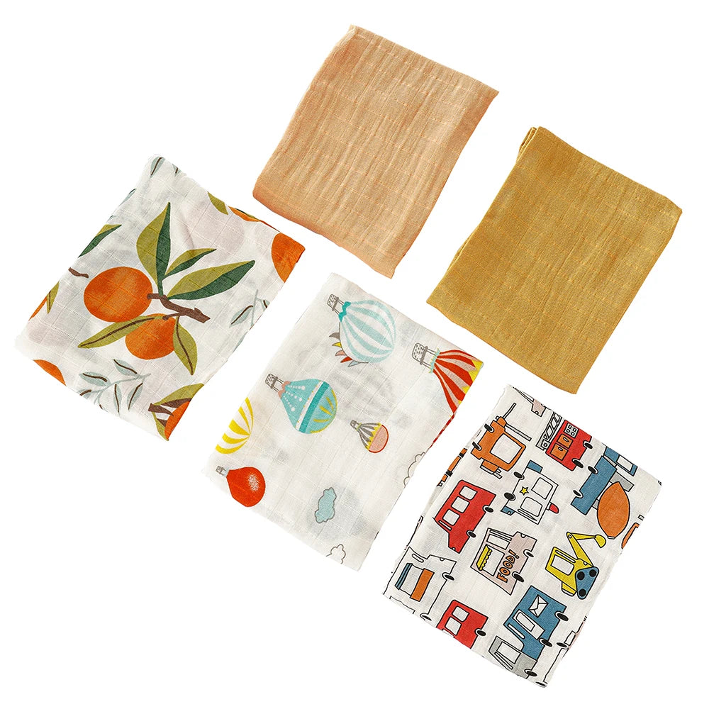 Kangobaby #My Soft Life# 60x60 All Season Multifunctional Baby Bib 5pcs Pack Newborn Brup Cloth Set