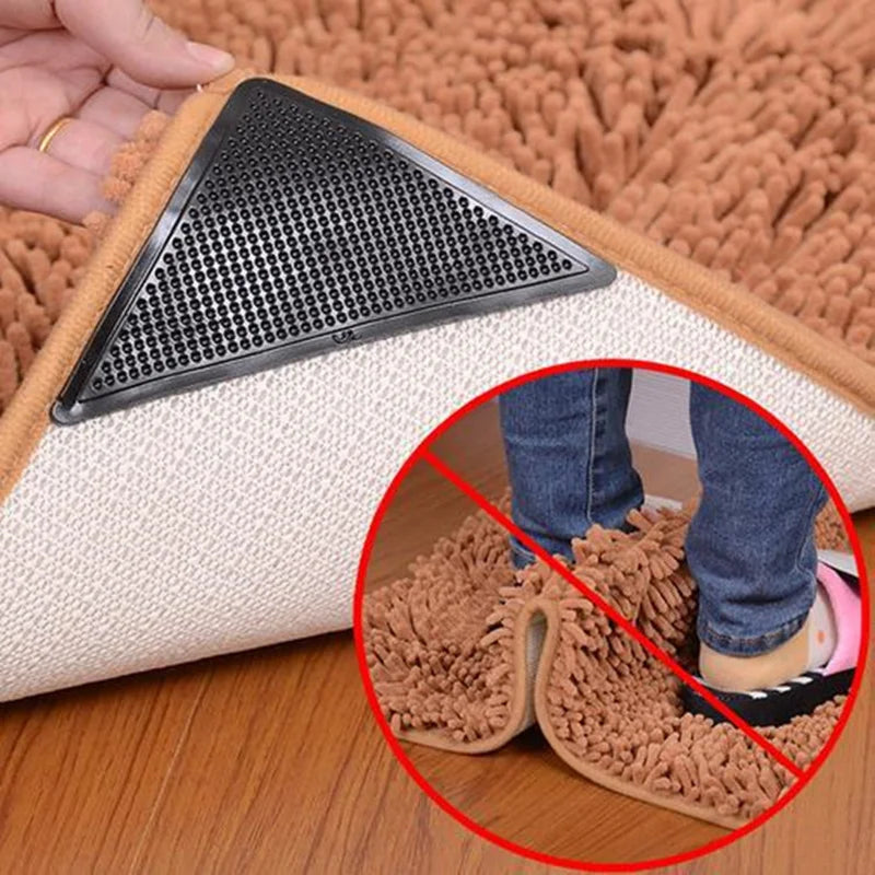 16pcs Carpet Non-slip Sticker Reusable Washable Anti-slip Mat Anti Curling Rug Pads Floor Carpet Corner Clip Fixed Grippers Tape