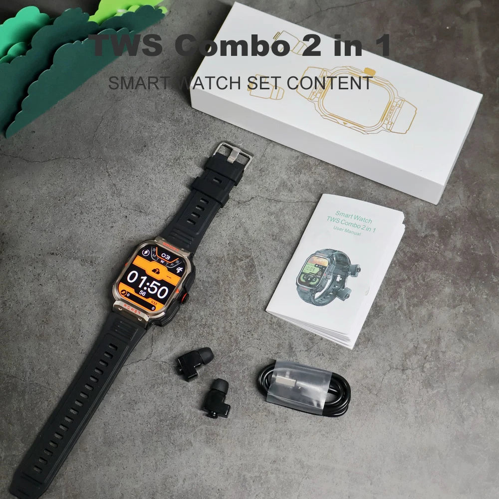 Smart Watch with Earbuds 2 in 1 Headphones and Smartwatch Fitness Tracker with Heart Rate Sleep Monitor