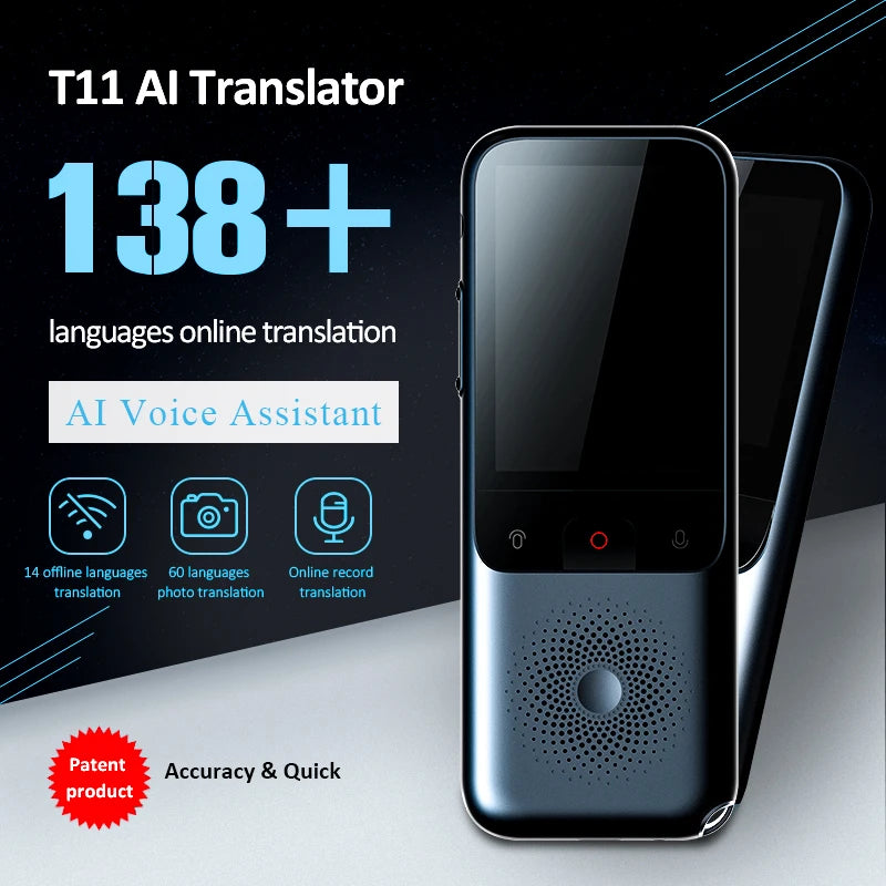 مترجم صوتي محمول T11، يدعم 138 لغة، مترجم ذكي يعمل دون اتصال بالإنترنت وفي الوقت الفعلي، مترجم صوتي ذكي بتقنية الذكاء الاصطناعي للصور والصوت، T10Pro