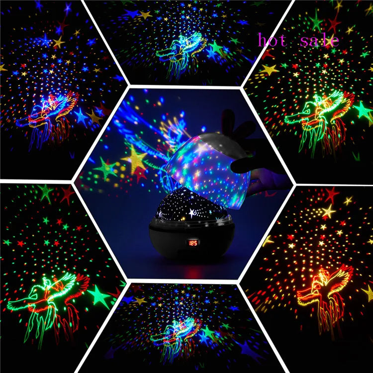 Unicorn Star Dream Rotating Projection Lamp Usb Projection Led Night Lights for Baby Kids