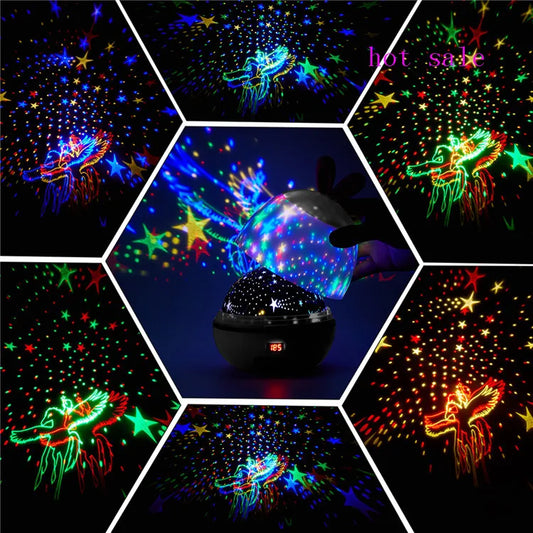 Unicorn Star Dream Rotating Projection Lamp Usb Projection Led Night Lights for Baby Kids