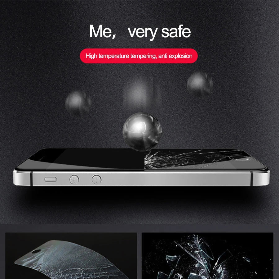 Tempered Glass For iPhone 11 12 13Pro X XR XS Max Screen Protector For iPhone 5 5S SE 6 6s 7 8 Plus Safety Protective Glass Film