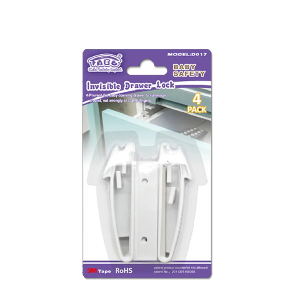 4Pcs Invisible Drawer Latch Lock Baby Safey Cabinet Locks Baby Security Children Protection Latches Safety Cupboard Door Locker