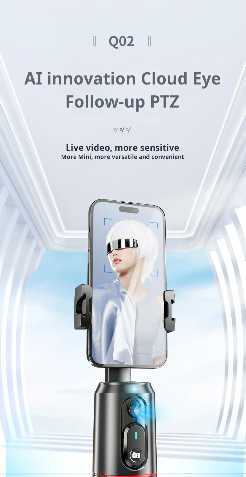Video Selfie Stick Ai Inteligente Auto Tico bluetooth Selfie Stick 360 Rotation Auto Face Tracking with Light