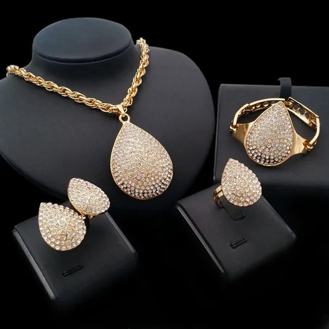 Yulaili New 24k Gold Wedding Multicolor Stone Necklace Silver Set Accessories Fashion High Quality Hot Selling Zircon Jewelry