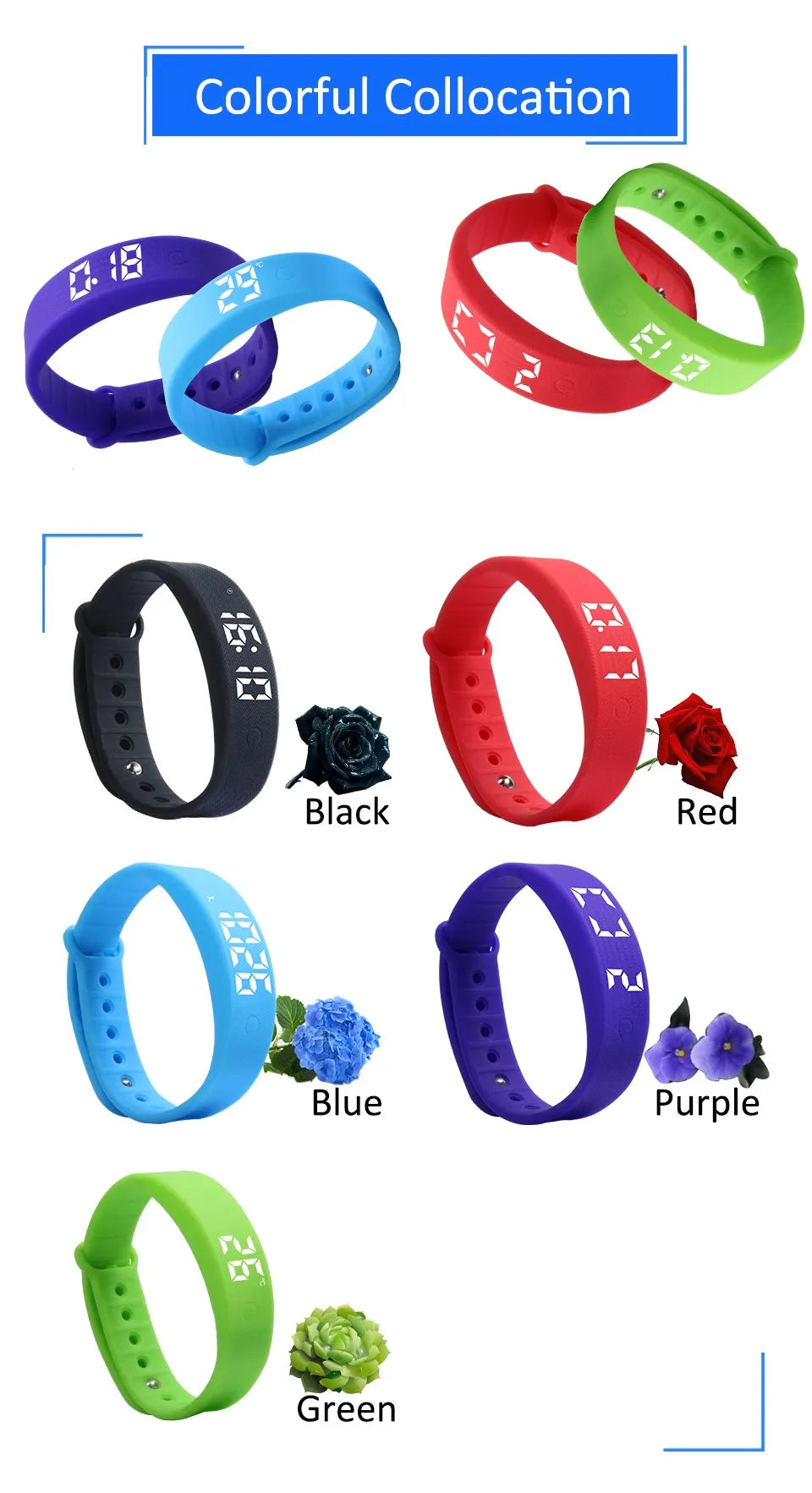 W5Sv Smart Bracelet Vibration Alarm Clock Reminder Sleep Monitoring 24 Hours Pedometer Rechargeable Bracelet