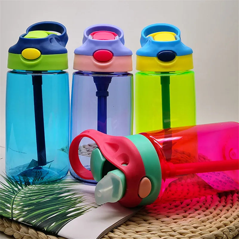 480ml Water Bottle With Straw Kids Girls Portable Travel Bottles Gym Sports Fitness Cup Summer Cold Water Juice Drinking Bottle