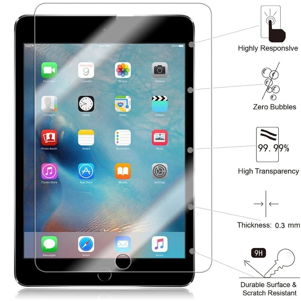 Tempered Glass for iPad Mini 5 4 3 2 1 Screen Protector for iPad Mini 3 Mini 2 A2133 A2124 A2126 A2125 Tablet Glass Film Guard