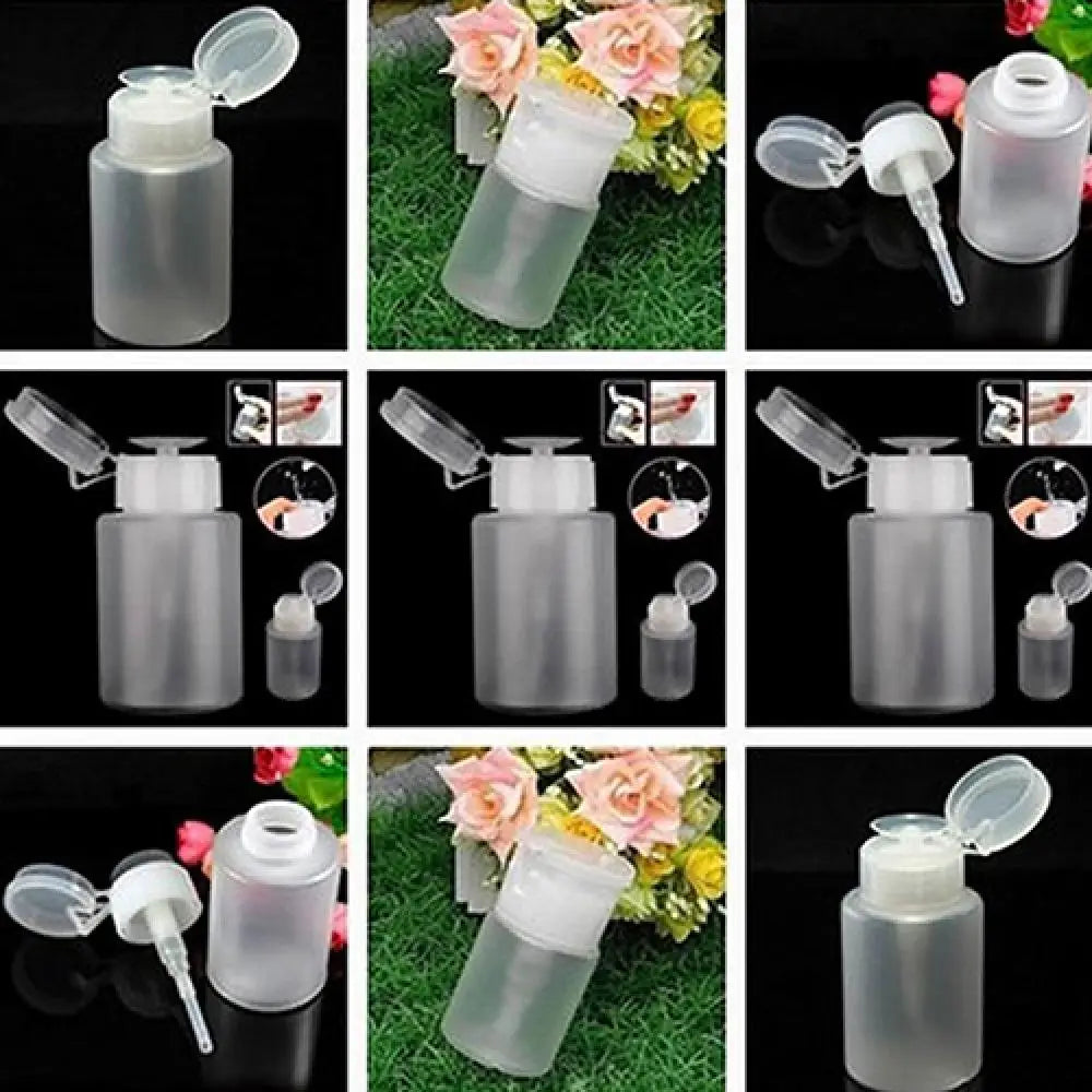 210ml Press Refillable Bottle UV Gel Polish Remover Cleaner Acetone Water Storage Empty Bottle Plastic Nail Remover Container