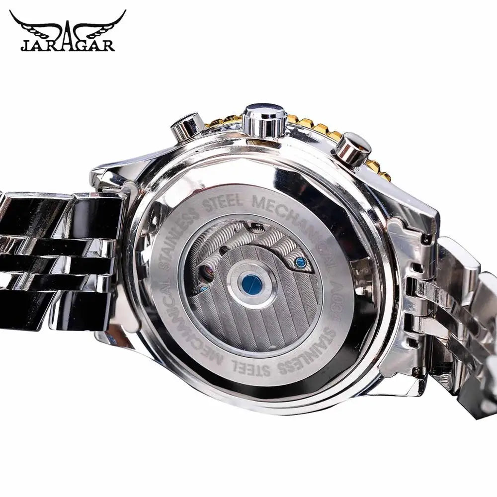 Jaragar 2025 Flying Series Golden Bezel Scale Dial Design Stainless Steel Mens Watch Top Brand Luxury Automatic Mechanical