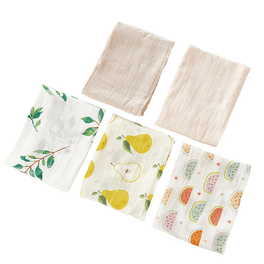 Kangobaby #My Soft Life# 60x60 All Season Multifunctional Baby Bib 5pcs Pack Newborn Brup Cloth Set