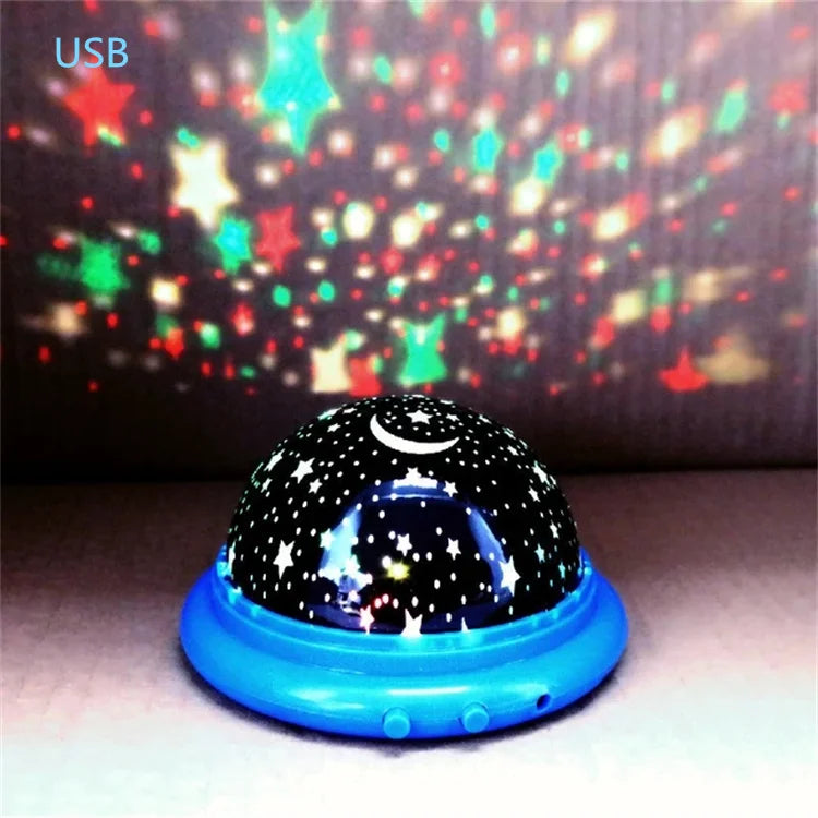 Baby Kids Sleep Color Changing Night Light Moon Star Projector Colorful Sky Moon Charging Projection Lamp