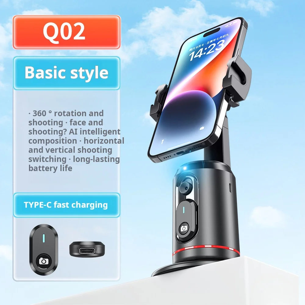 Video Selfie Stick Ai Inteligente Auto Tico bluetooth Selfie Stick 360 Rotation Auto Face Tracking with Light