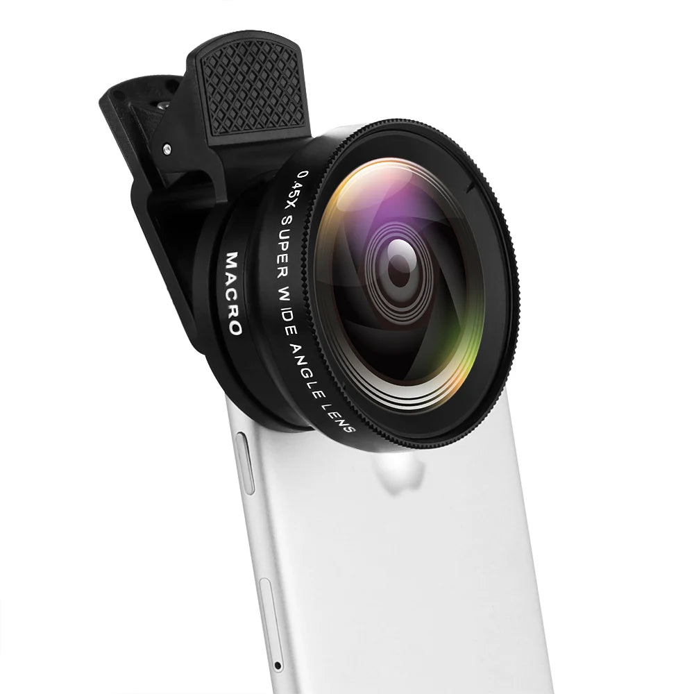 Phone Lens Kit 0.45x Super Wide Angle & 12.5x Super Macro Lens HD Camera Lentes for iPhone 12 11 Xiaomi Huawei All Cellphone