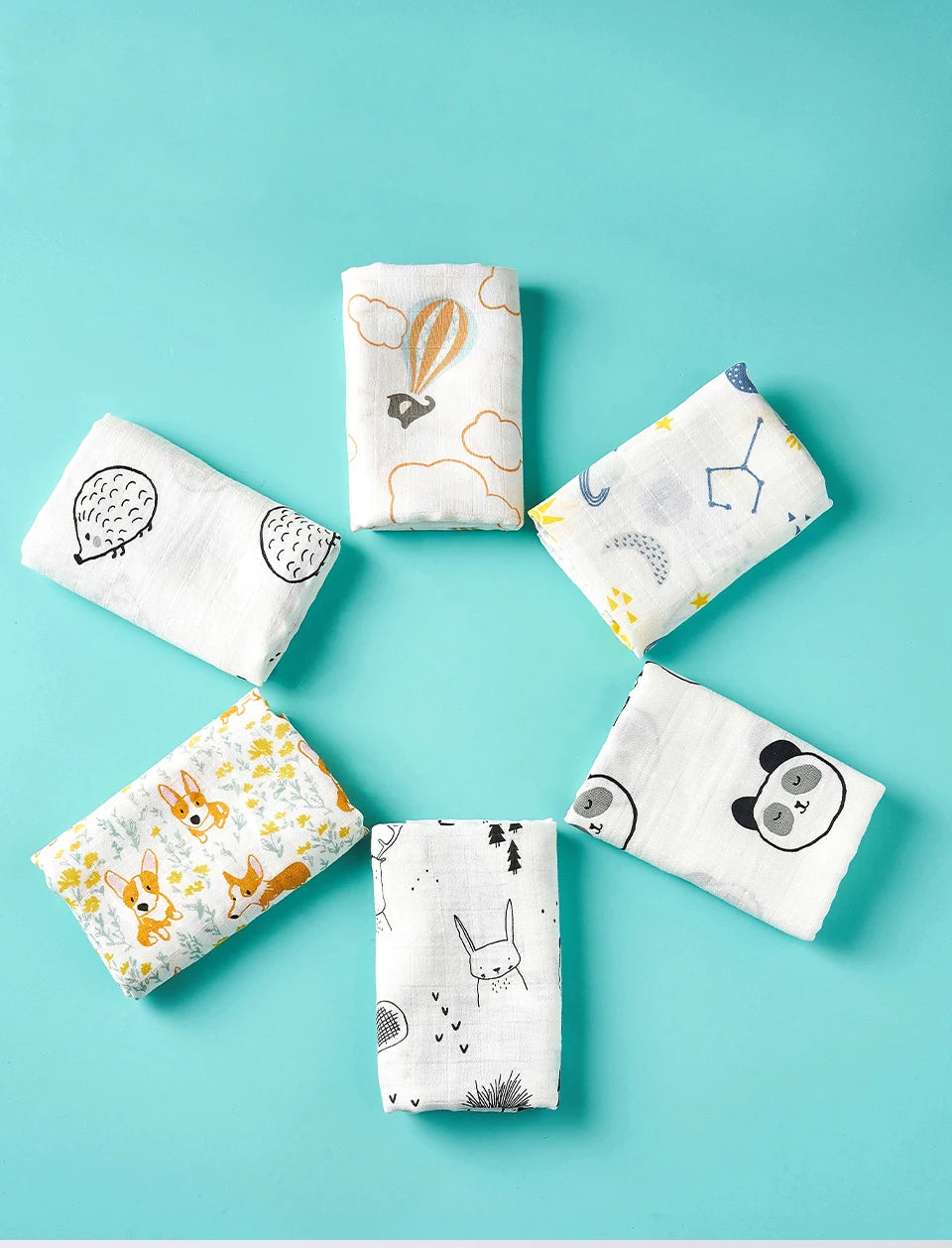 Kangobaby #My Soft Life# 60x60 All Season Multifunctional Baby Bib 5pcs Pack Newborn Brup Cloth Set