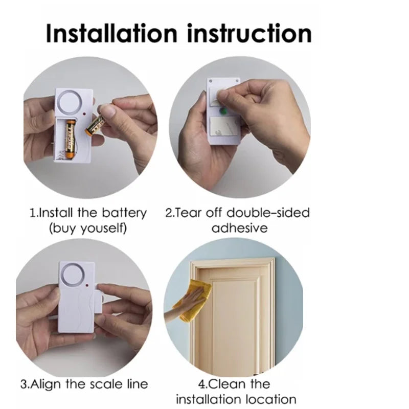 Darho Door Window Entry Security ABS Wireless Remote Control Burglar Alarm Magnetic Sensor Door Alert System Home Protection Kit