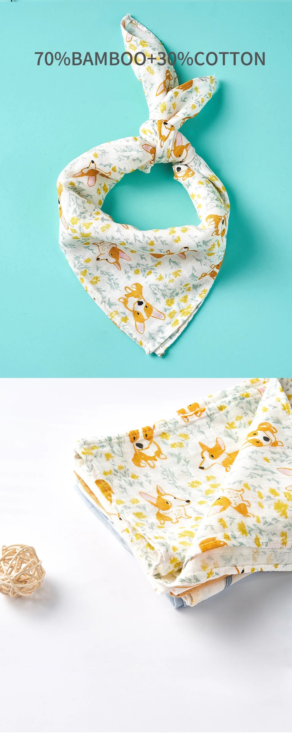 Kangobaby #My Soft Life# 60x60 All Season Multifunctional Baby Bib 5pcs Pack Newborn Brup Cloth Set