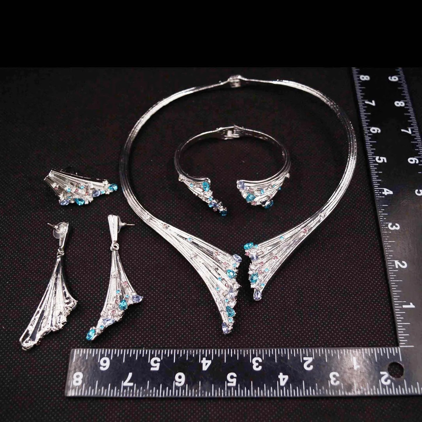 Yulaili New 24k Gold Wedding Multicolor Stone Necklace Silver Set Accessories Fashion High Quality Hot Selling Zircon Jewelry