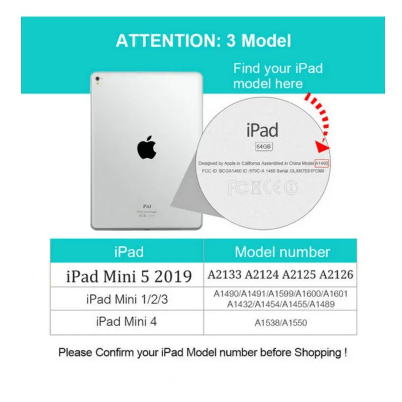 POP Case for ipad mini 2 3 4 5  mini 3 mini4 mini 5 mini 6 Mini 7 Wake Up & Sleep Smart tablet cover for mini1/2/3/4/5/6/7