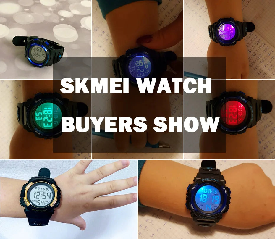 ساعة SKMEI الإلكترونية الرقمية للأطفال، مزودة بإضاءة LED، ساعة كرونوغراف رياضية، مقاومة للماء حتى 5 بار، ساعات يد للأطفال من الأولاد والبنات