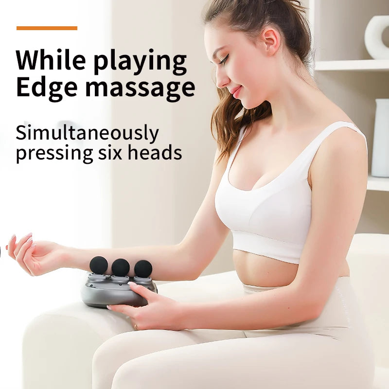Custom 6-Head Rechargeable Vibration Fitness Muscle Massager Gun New Design Electric Body Device for Targeted Head Muscles