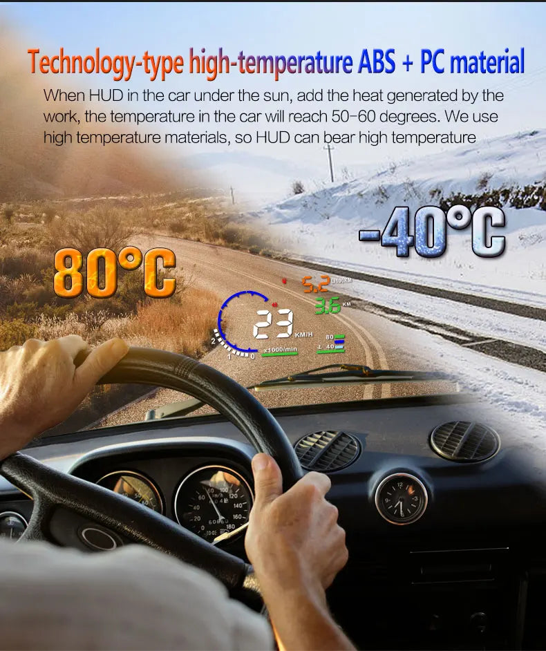 AD Digital Car OBD HUD A8 Head Up Display AUTO HUD OBD Reflect Windshield Screen Projector LED Speedometer Water Temp RPM Meter