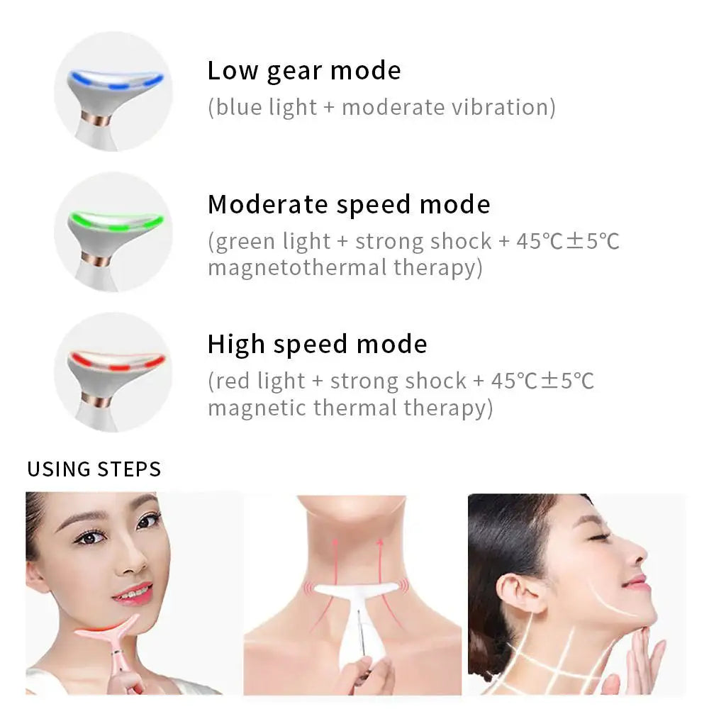 Multifunctional Hand-Held Machine Facial Lift LED Photon Therapy Anti-Wrinkle Skin Care Tools ABS Face Neck Lifting Massager