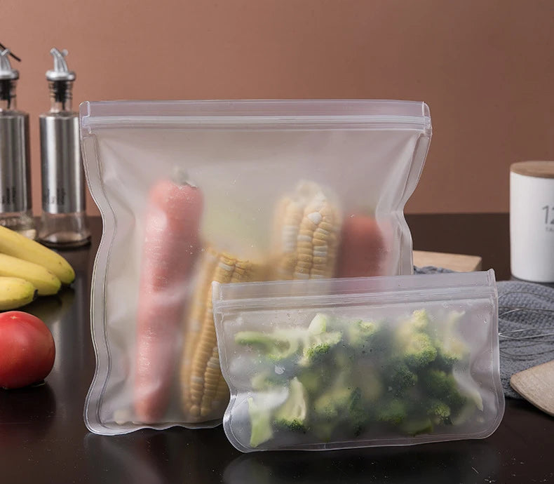 Silicone Food Storage Containers Reusable Food Storage Bags Lunch Bags Stand Up Zip Shut Bag Cup Fresh Food Leakproof Containers