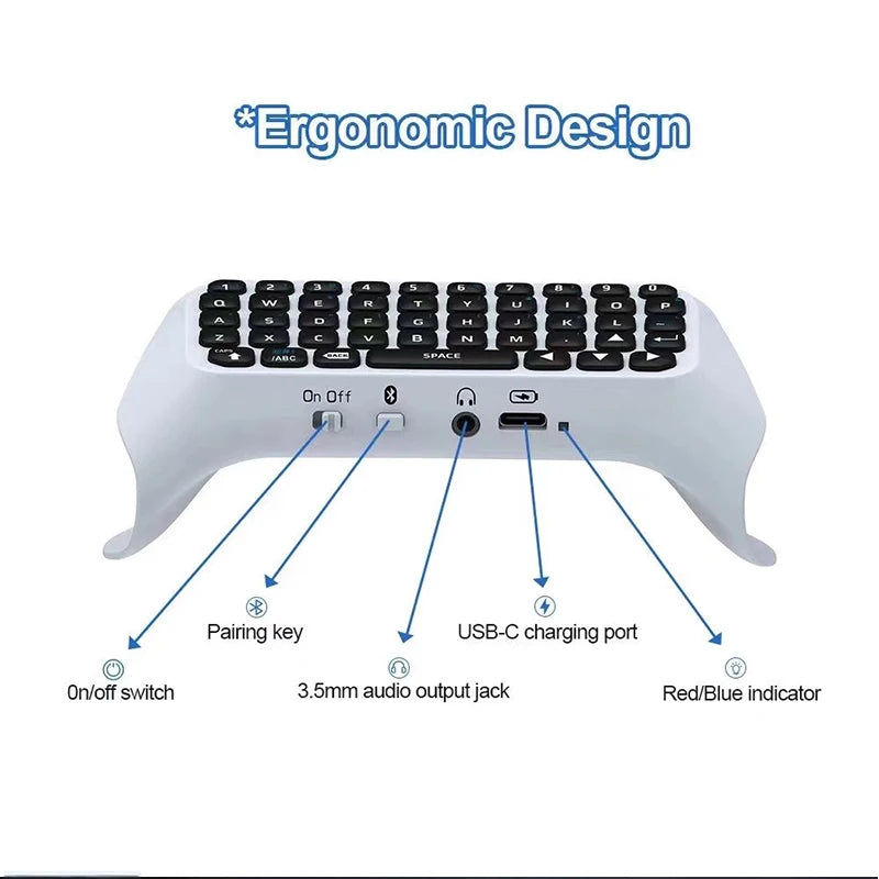 Wireless Keyboard for PS5 Controller Handle Bluetooth External Keyboard for Playstation5 ChatPad Bluetooth Keyboard